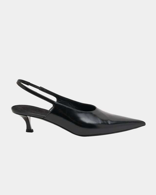 Show Kitten-Heel Slingback Leather Pumps